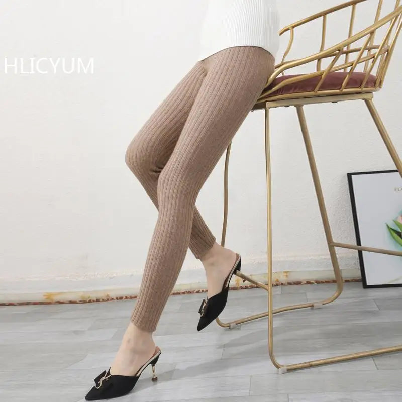 Cloudberry Mist Knit Wool Cashmere Womens Leggings