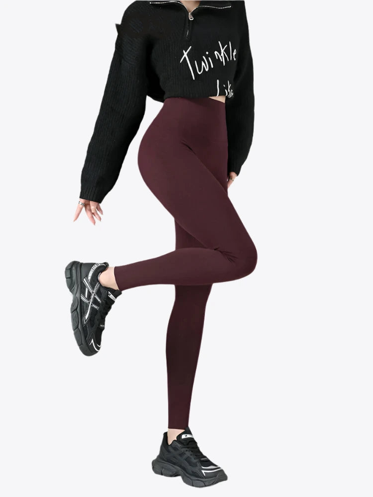 Vanilla Mocha Thick High Waist Thermal Cotton Womens Leggings