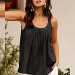 Midnight Soir Elegant Sleeveless 100% Linen Womens Top