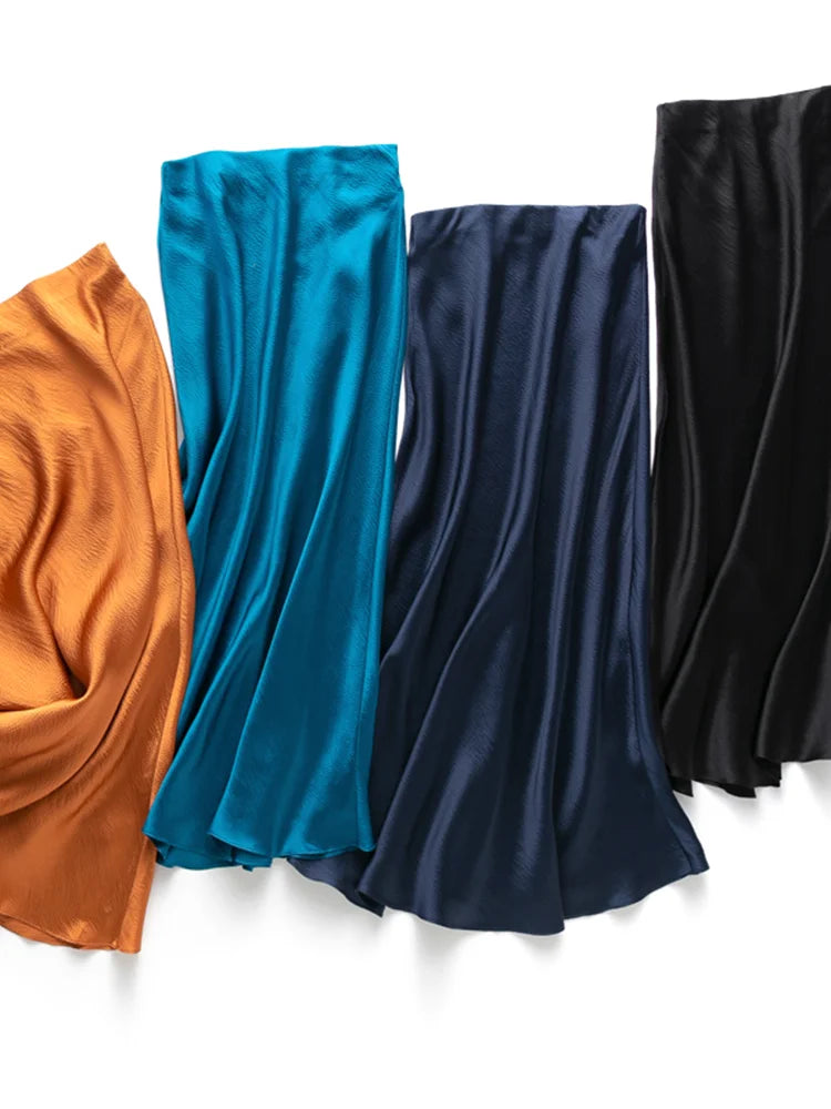 Azure Mist Non Pattern Womens Silk Skirt