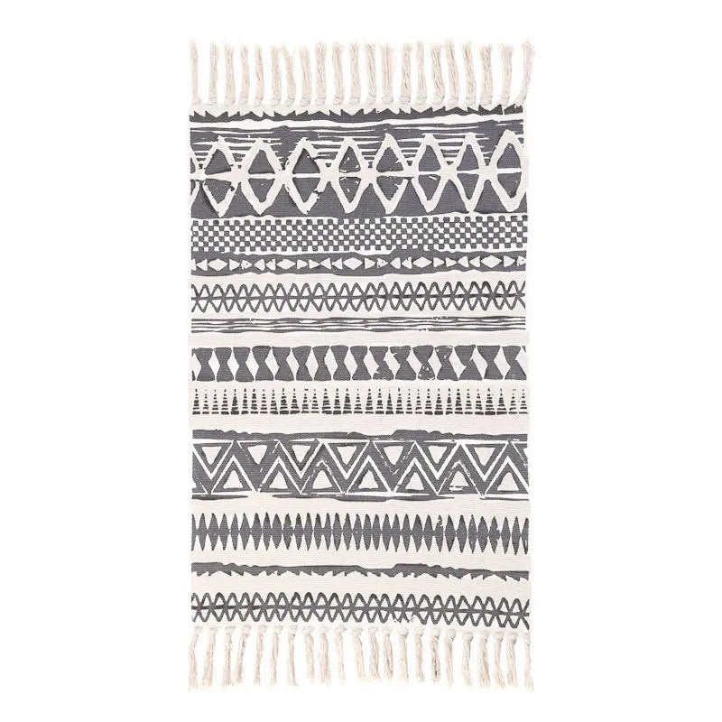Sandy Desert Geometric Cotton Linen Rug