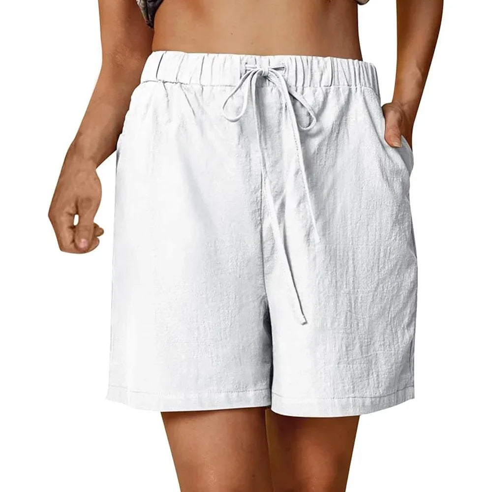 Leaf Sage Cotton Linen Womens Shorts