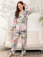 Misty Blossom Floral Womens Pajamas Viscose