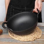 Azure Mist Untreated Cast Iron Wok Frying Pan