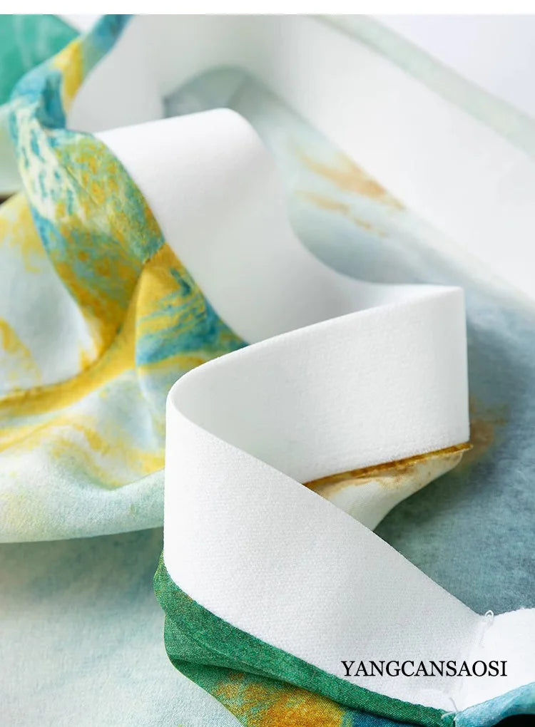 Oil Painting Style Artistic Sense 100% Natural Mulberry Silk Crepe De Chine Women's Fashionable Butt Wrapped Fishtail Skirt