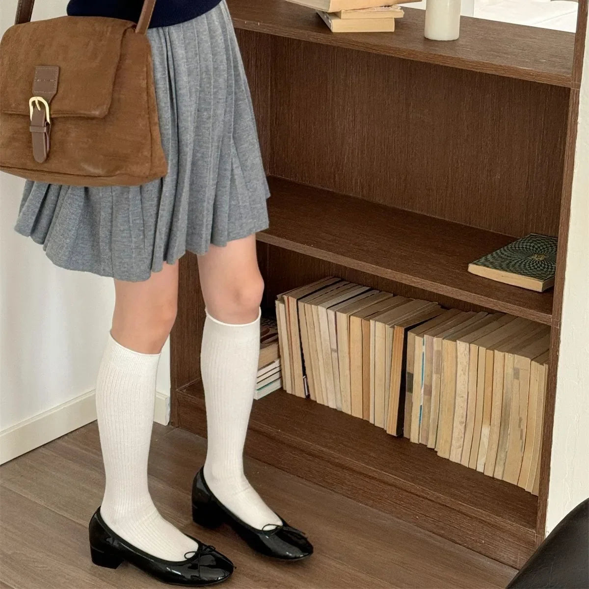 Mulberry Fog 2Pcs College Silk Wool Womens Socks