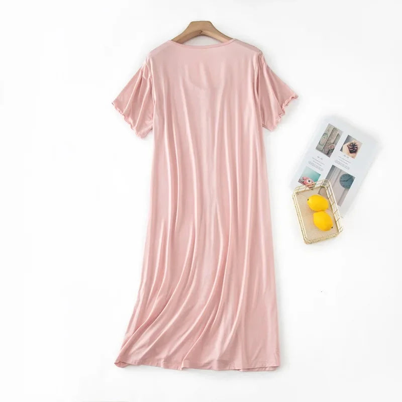 Petal Pink Viscose Womens Nightgown