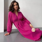 Dusk Fern Solid Casual Cotton Womens Dress