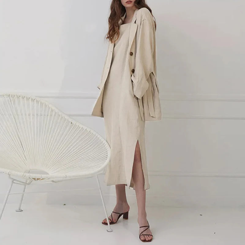 Midnight Meadow 100% Linen Womens Dress