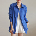 Sunlit Glacier Blue (Solid) Casual Shirts Cotton Womens Top