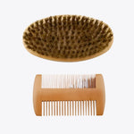 2Pcs Soft Boar Wood Beard Brush Set