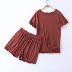 Lime Forest Solid Shorts Viscose Womens Pajama Set