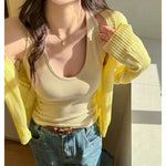 Scoop Racer Back Tank Top Women Slim Ribbed Cropped Top Summer