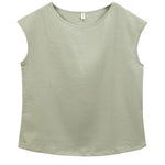 Azure Sky Indigo Regular Casual Linen Top Womens