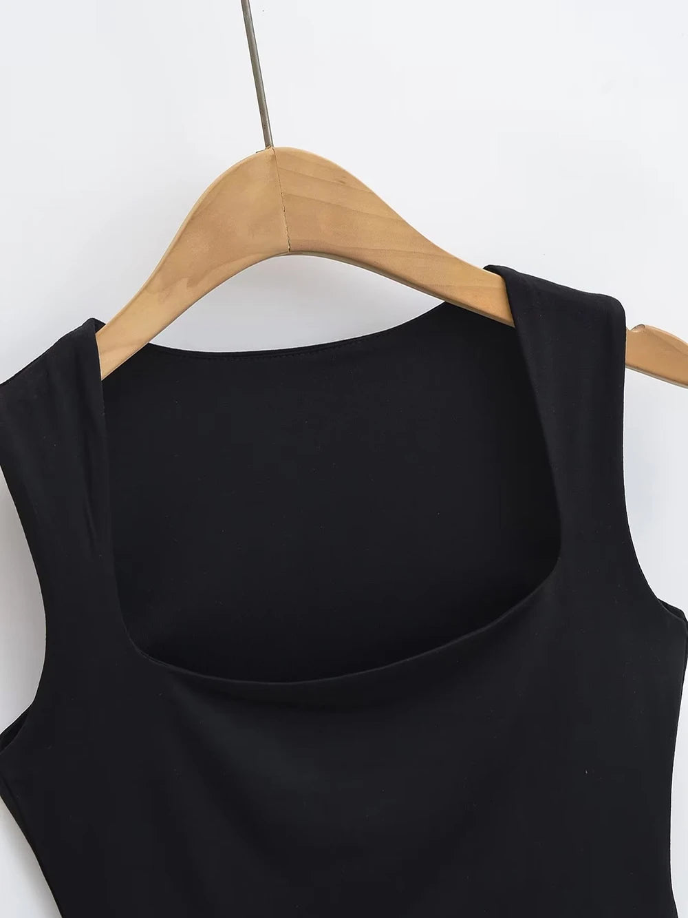 Solid Hues Square Collar Sleeveless Basic Viscose Womens Halter Top