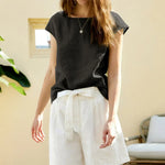 Sunset Prairie Dots Casual Top Linen Womens Top