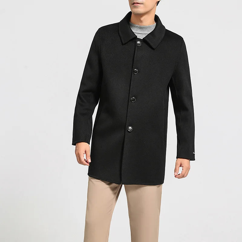 Frosty Timber Minimalist Wool Mens Coat