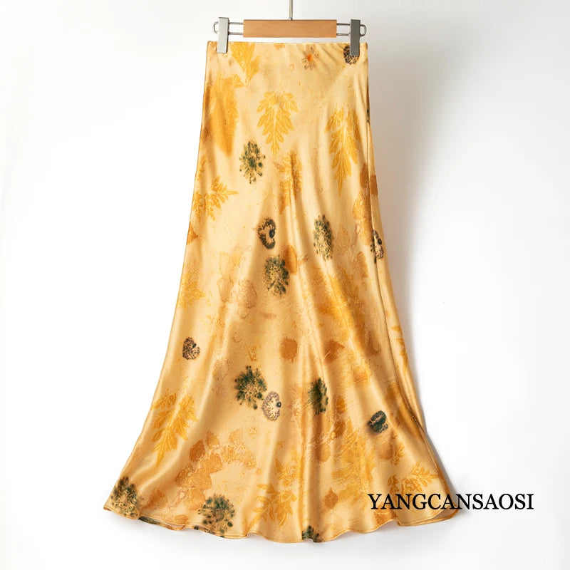 Sunlit Meadow 100% Silk Womens Casual Skirt