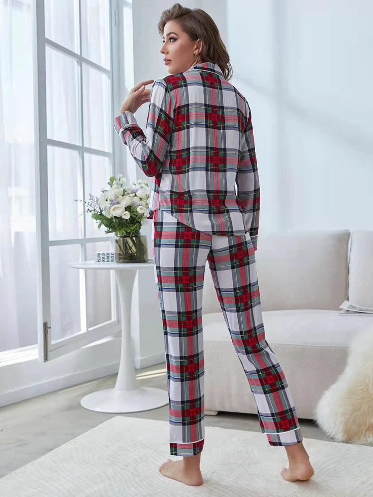 Serene Scarlet Plaid Womens Pajamas