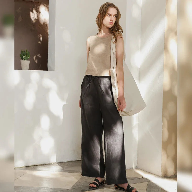 Mist Jade Linen Womens Pants