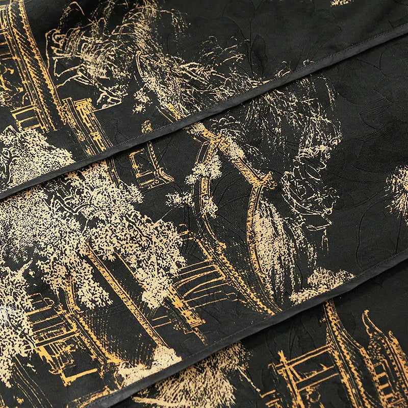 Golden Landscape 50MM Mulberry Silk Womens Skirt