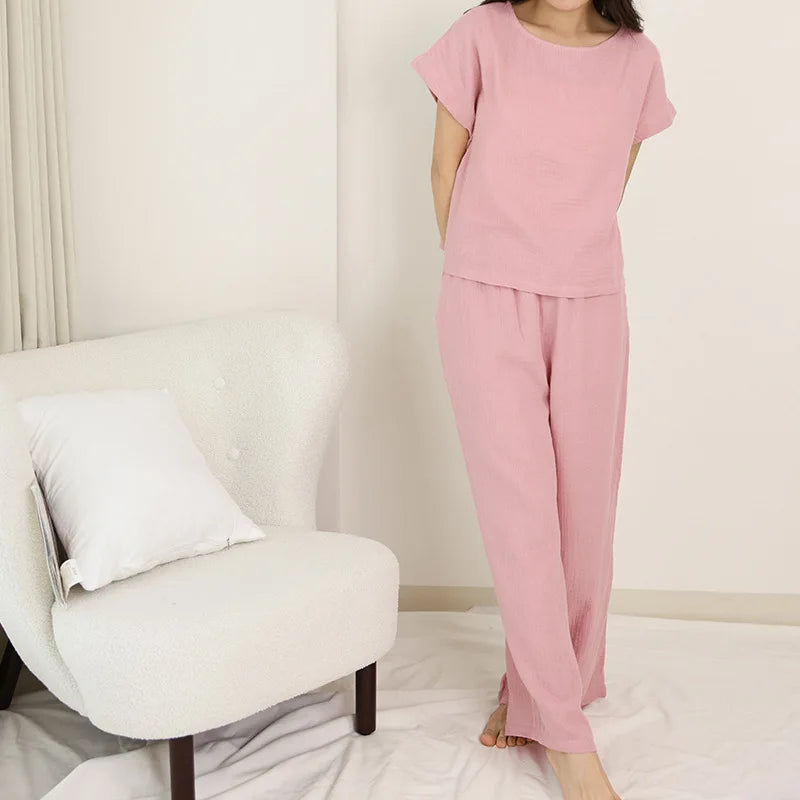 Mistwood Peach 100% Cotton Womens Pajamas Two-Piece Set