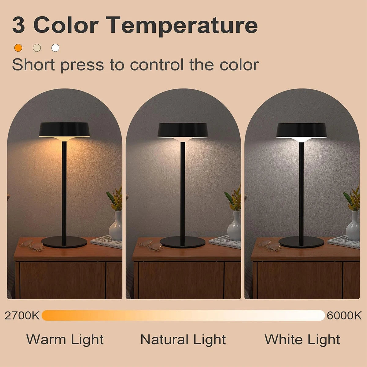 Energy Savers Waterproof Rechargable Dimmable Cordless Outdoor Indoor Solar Table Lamp