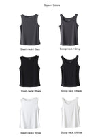 Women Tank Top Ribbed Cotton Boat Neck Sleeveless Top Essentials M-XL