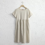Green Olives 1Pc Cotton Linen Womens Dress