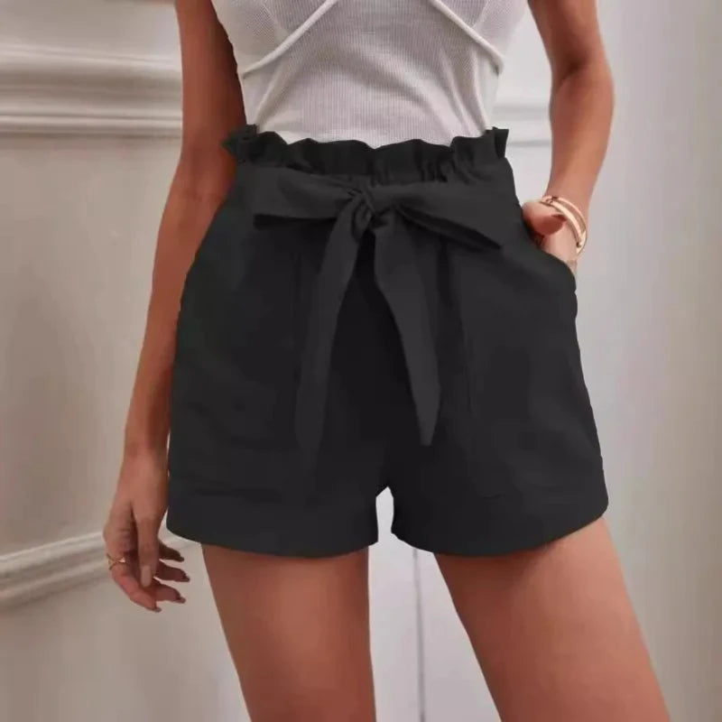 Midnight Soir Cotton Linen Womens Shorts