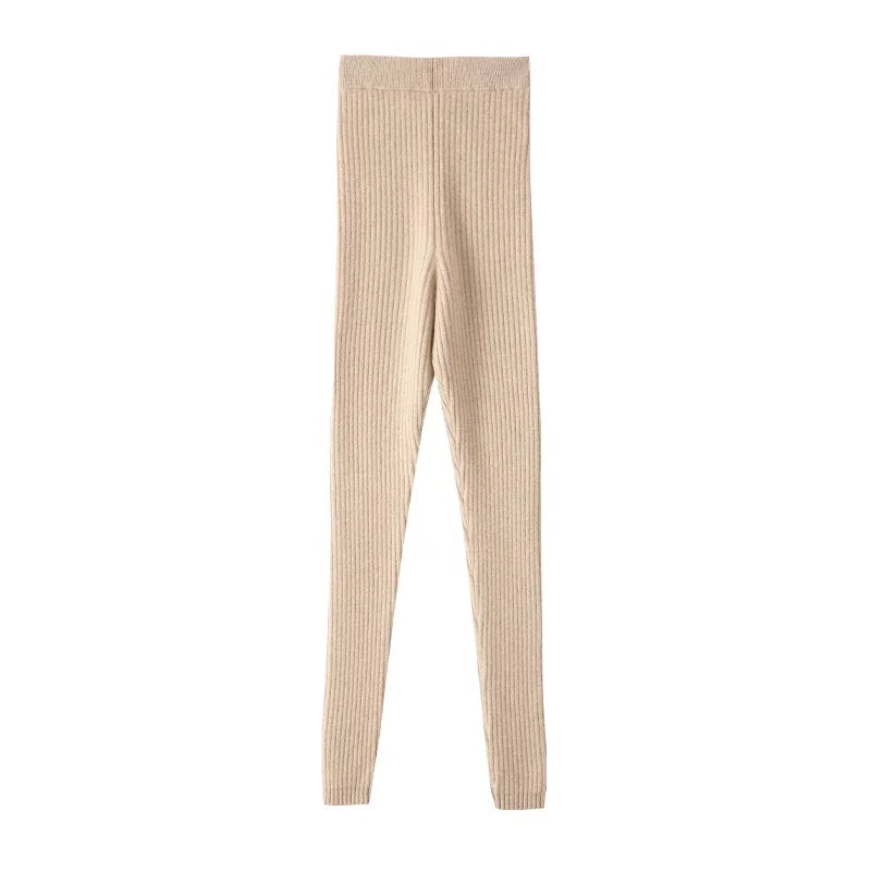 Early Smog Ribbed 100% Cashmere Womens Leggings