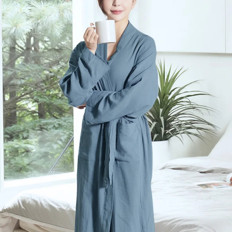 Mist Blue Sleepwear 100% Cotton Womens Robe