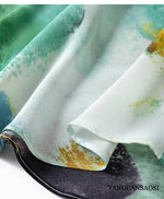 Oil Painting Style Artistic Sense 100% Natural Mulberry Silk Crepe De Chine Women's Fashionable Butt Wrapped Fishtail Skirt