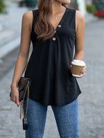 Midnight Cinder V-Neck Sleeveless Viscose Womens Blouse