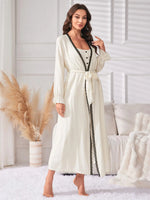 Mist Ivory Sleepwear Set 2Pcs Viscose Womens Lounge Nightgown