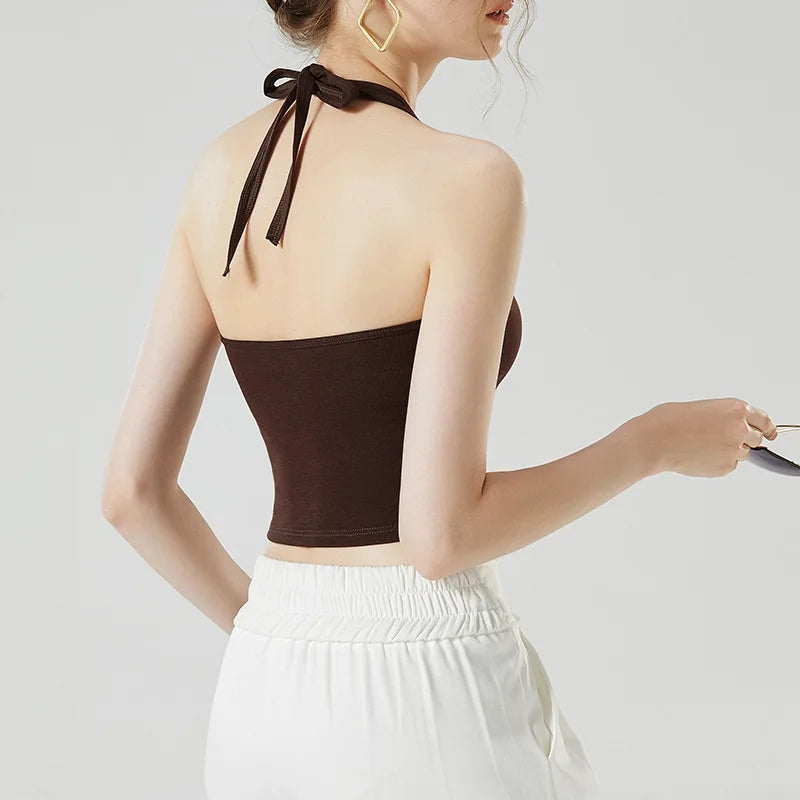 Autumn Vibes Cotton Viscose Womens Halter Top