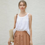 Midnight Soir Elegant Sleeveless 100% Linen Womens Top