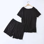 Lime Forest Solid Shorts Viscose Womens Pajama Set