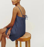 Azure Ocean Mini Womens Cotton Linen Dress