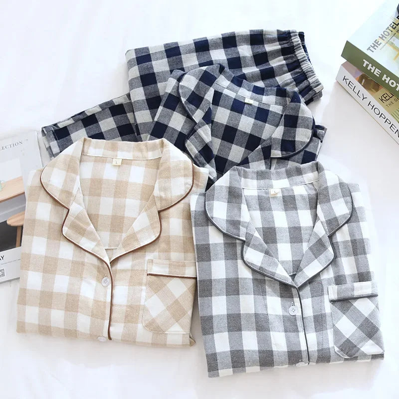 Mocha Frapp Stripes Cotton Womens Pajamas Set