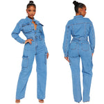 Spring Falls Curve Stretch Jeans Cotton Jumpsuit