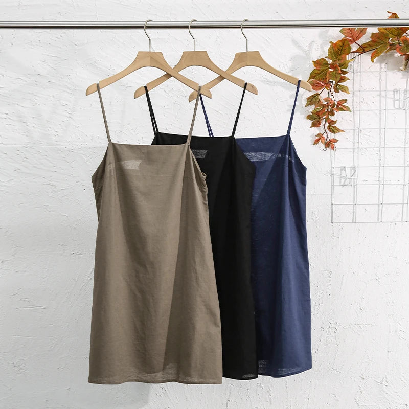 Sunset Gold Dress Cotton Linen Womens Dress