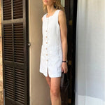 Fern Maple White Solid Dress Linen Womens Dress