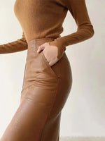 Moonlit Shadow Faux Leather Womens Skirt