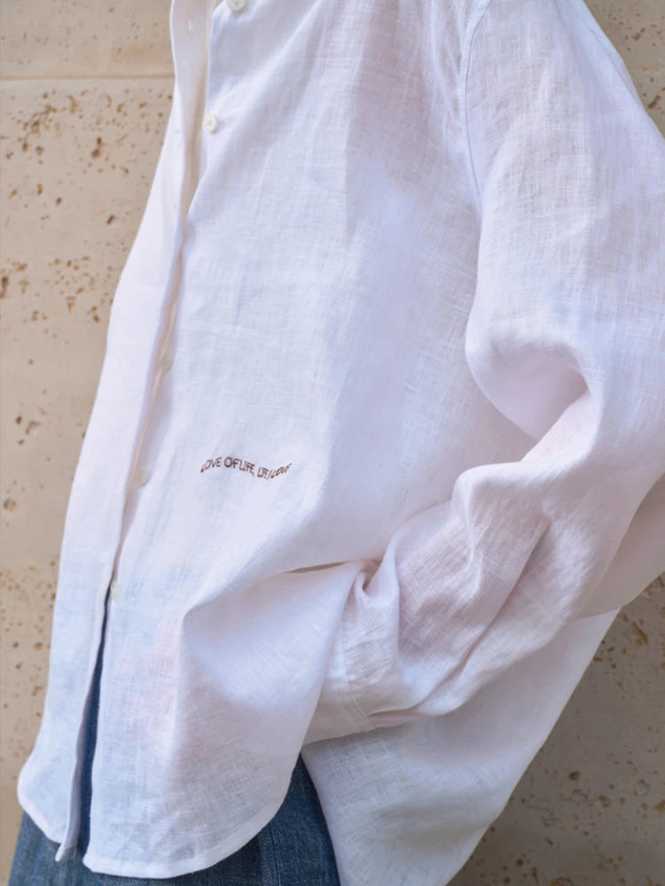 White Lily 100% Linen Womens Casual Shirt