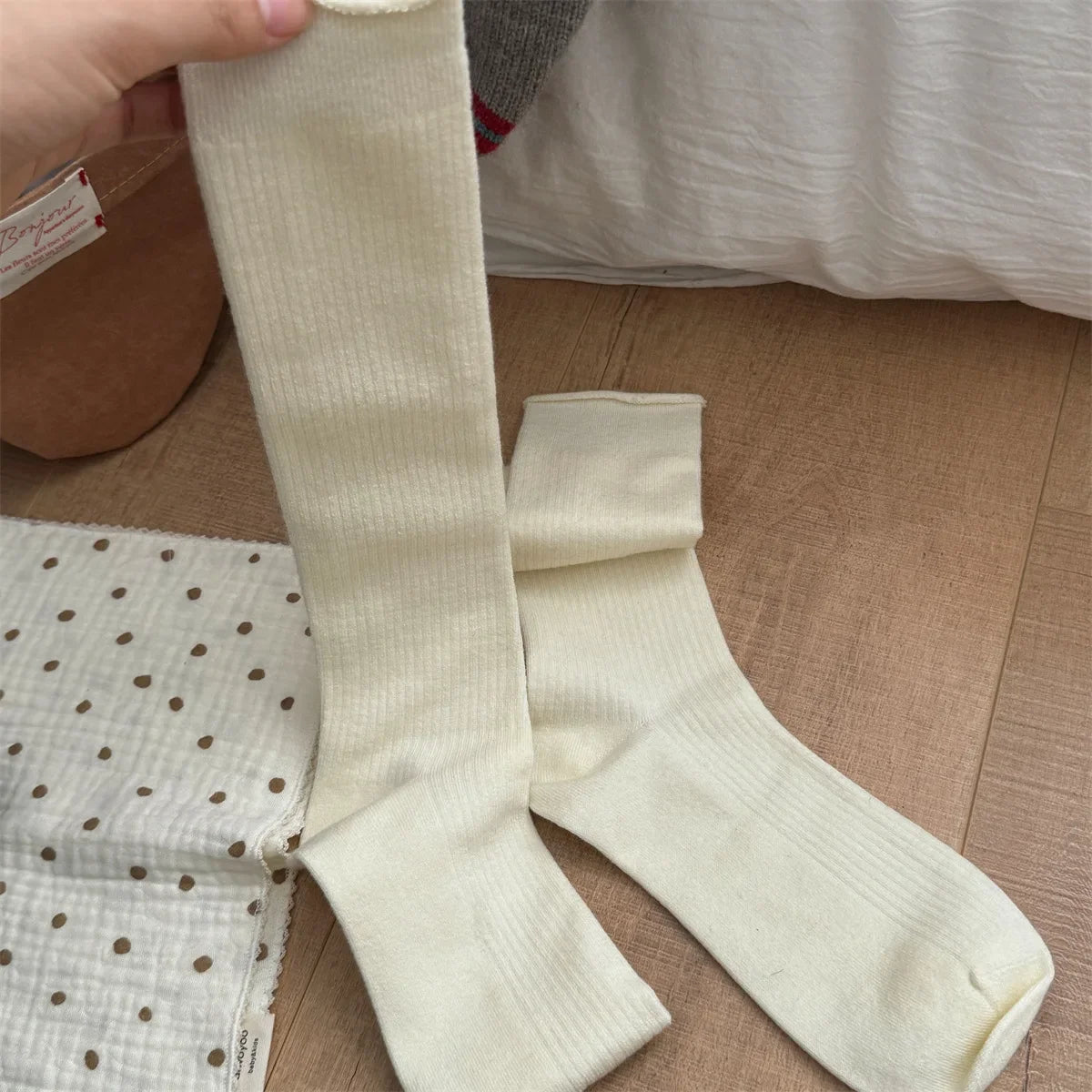Mulberry Fog 2Pcs College Silk Wool Womens Socks