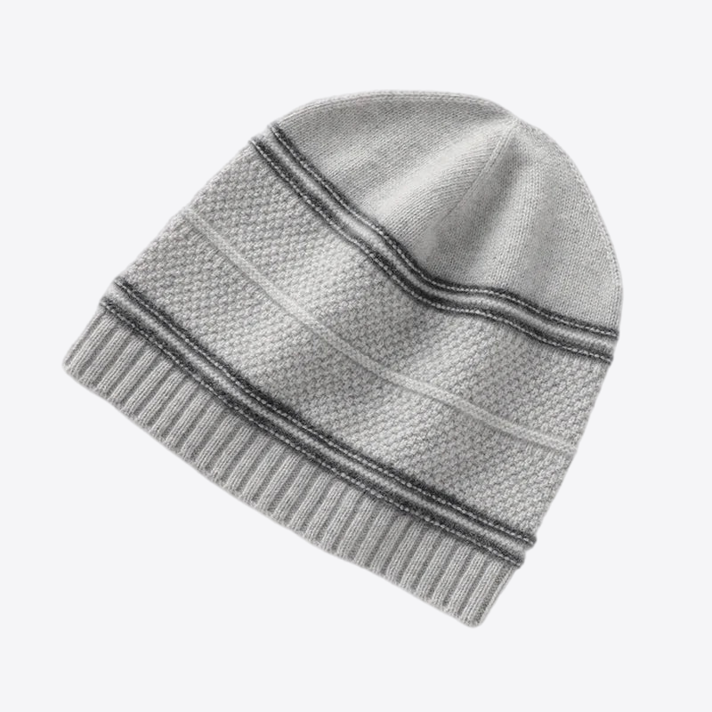 Silver Forest Stripes Knit Cashmere Womens Hat | Hypoallergenic - Allergy Friendly - Naturally Free
