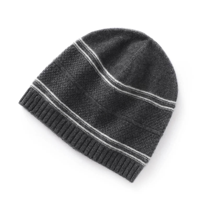 Silver Forest Stripes Knit Cashmere Womens Hat | Hypoallergenic - Allergy Friendly - Naturally Free