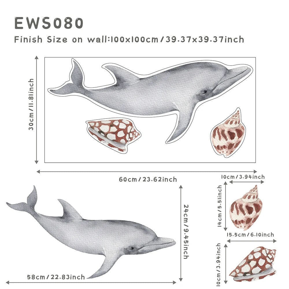 Underwater Animals DIY Vinyl Non-Toxic Decal Self Adhesive Wall Stickers | Hypoallergenic - Allergy Friendly - Naturally Free