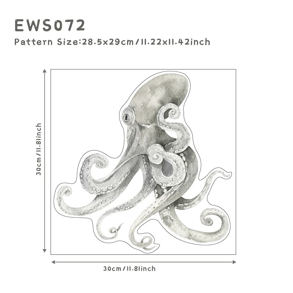 Underwater Animals DIY Vinyl Non-Toxic Decal Self Adhesive Wall Stickers | Hypoallergenic - Allergy Friendly - Naturally Free